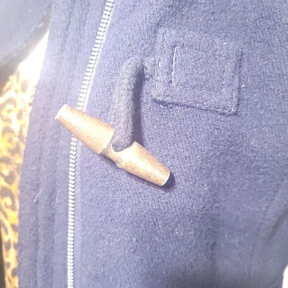 Abercrombie & Fitch Navy toggle Wool  Coat With zip off Hood Womens Medium - Picture 11 of 16